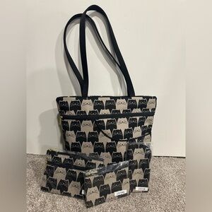 Danny K Cat Print Isabella Tote Bag Set Eyeglass Coin Makeup Accessories Lot